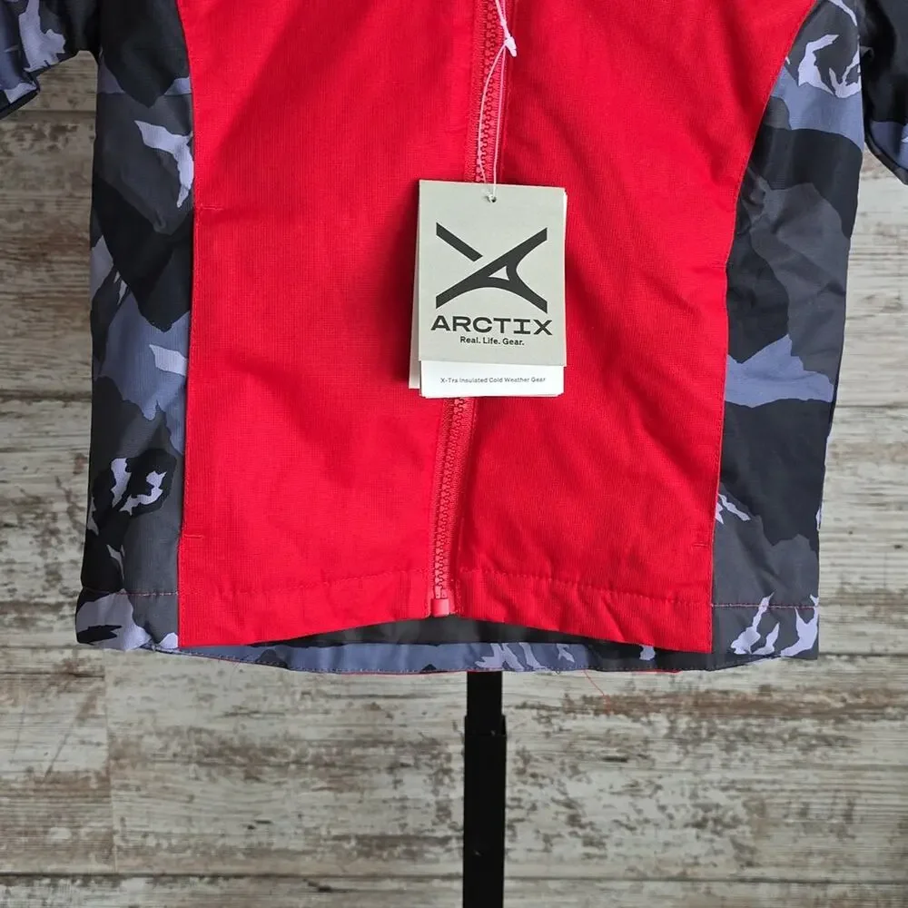 Arctix Insulated Red Grey and Camouflage Winter Hooded Coat Kids Size 3T NWT